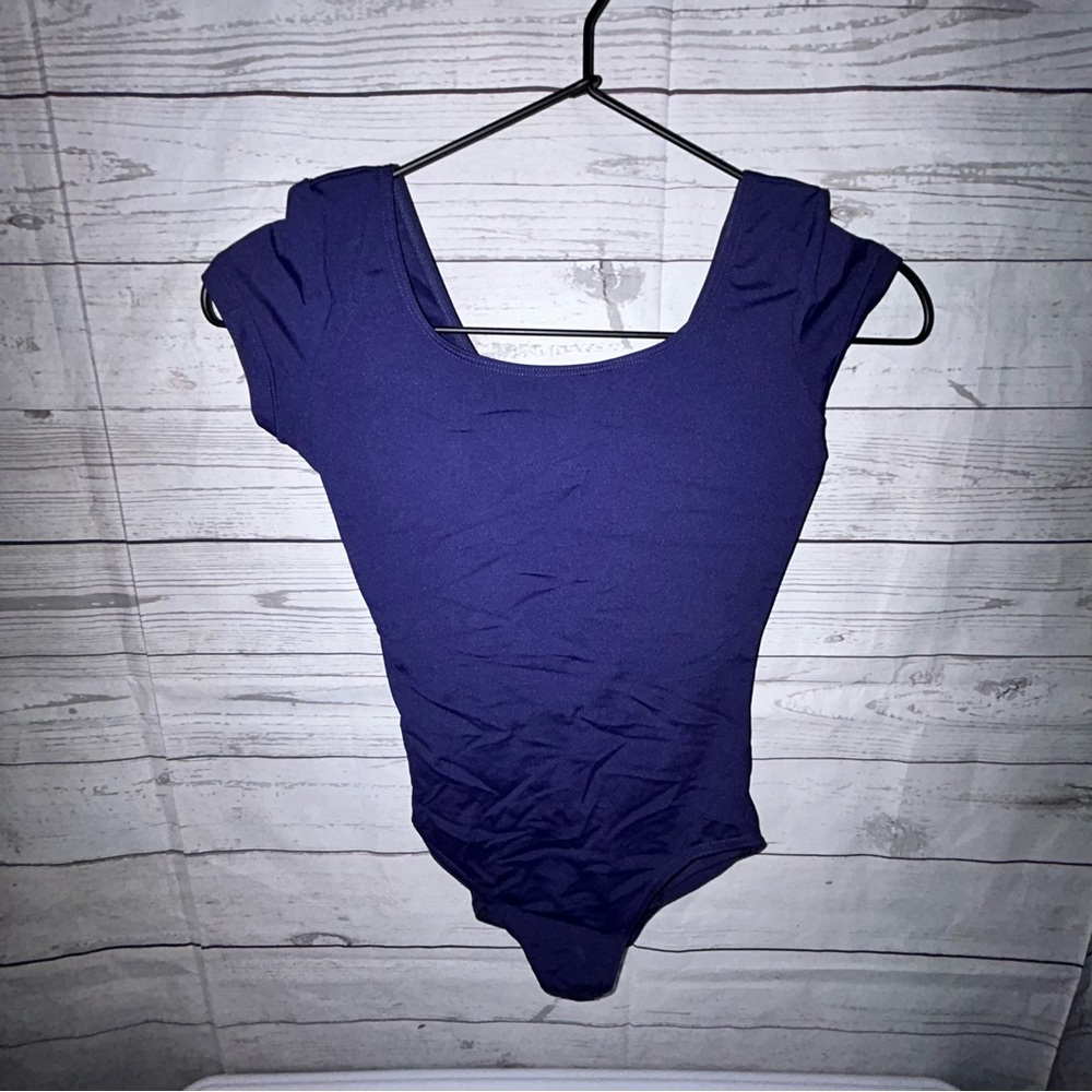 EUC Block Betri Cap Sleeve Navy Leotard Size P - Picture 4 of 6
